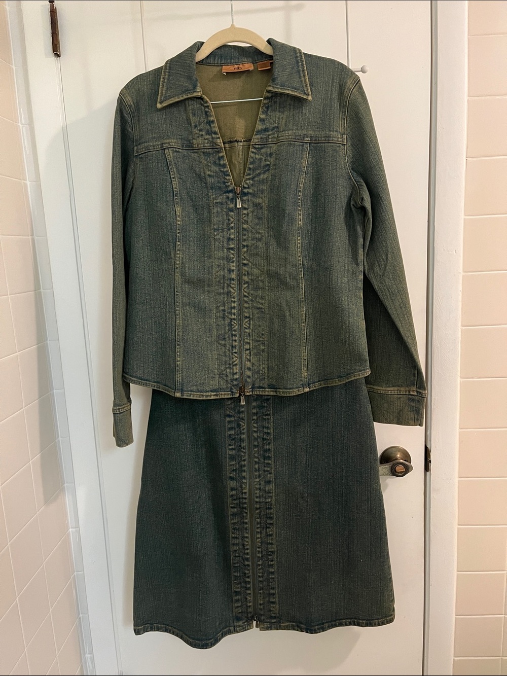 Dana Buchman Blue Denim Jacket and Skirt Set